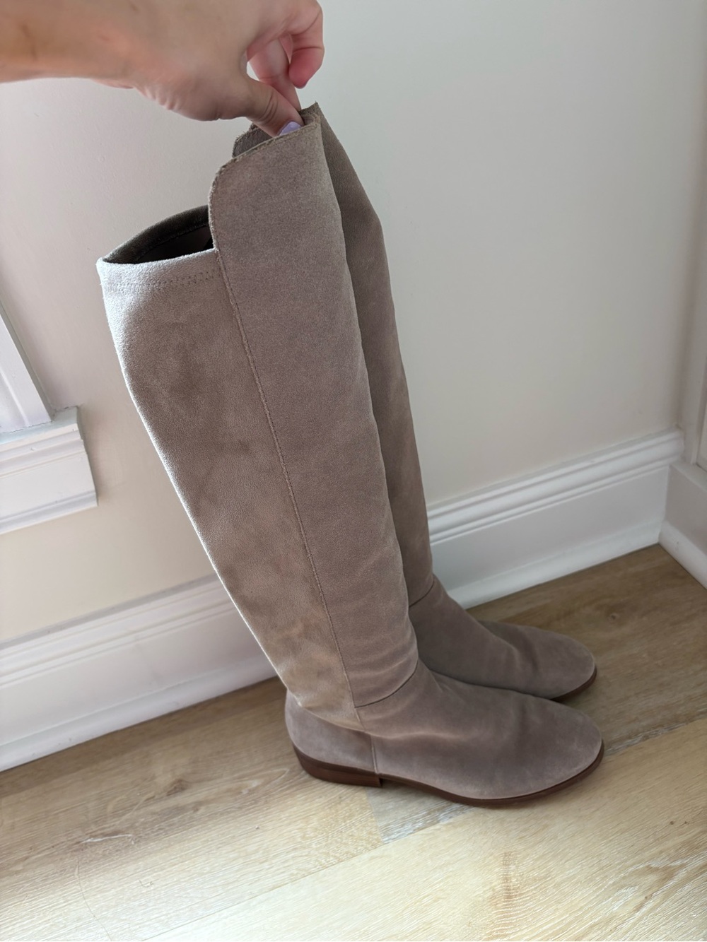 Sole Society Over-the-Knee Suede Boots in Taupe